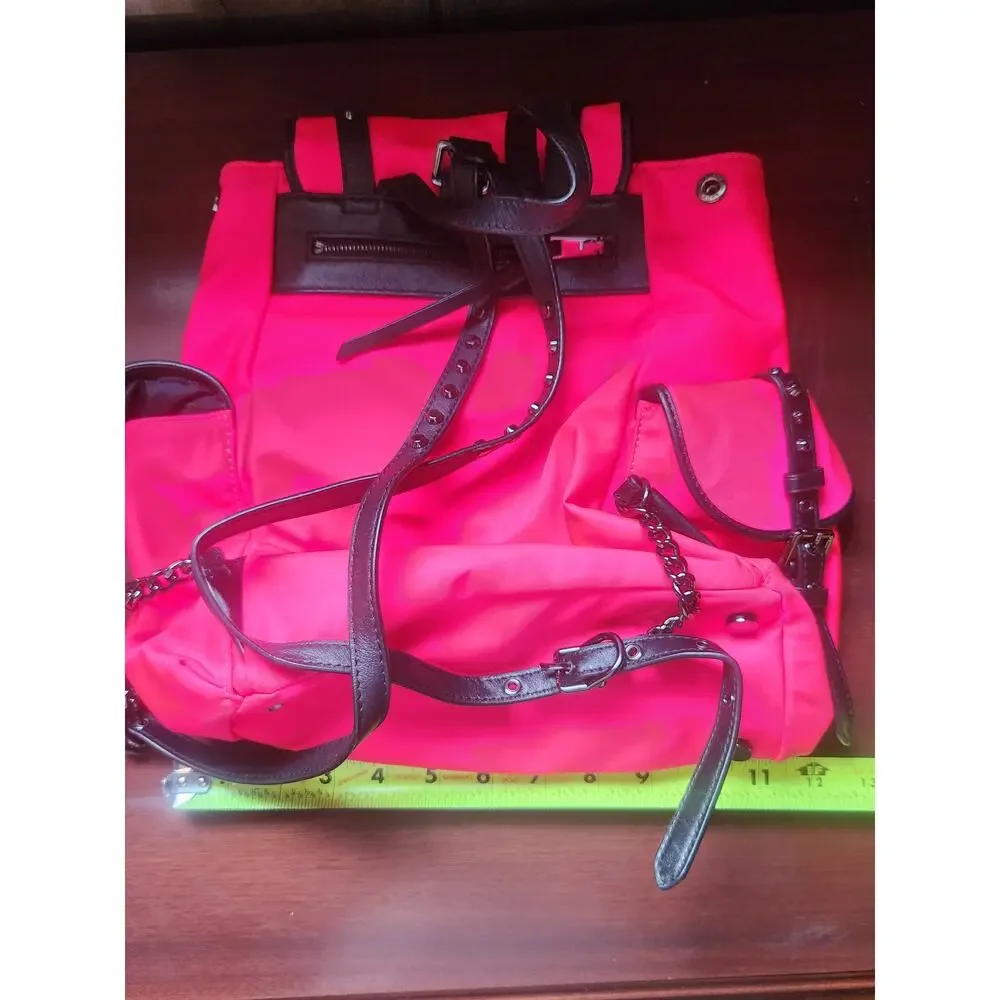 Michael Kors Leila Small Flap Backpack Neon Pink NWT